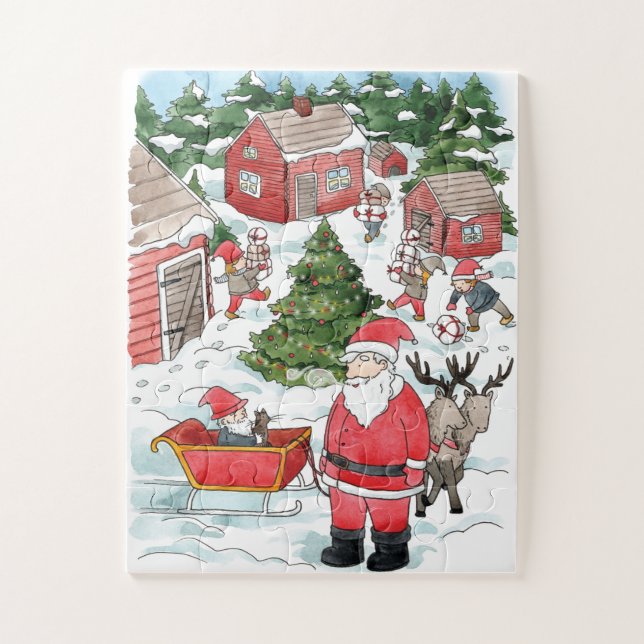 Tomten und Santa Puzzle für Kinder ab 3 Jahren (Vertikal)