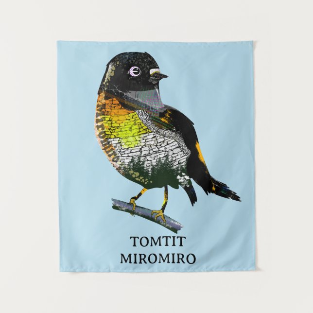 Tomtit Miromiro Wandteppich (Vorderseite)