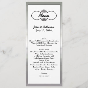 Ton argenté élégant encadré épousant le menu de