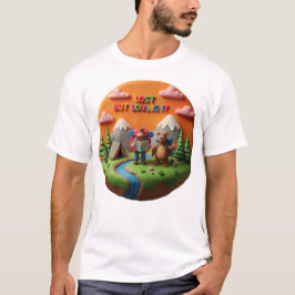 Ton-Kunst „Verloren, aber glücklich“ Camping-Szene T-Shirt