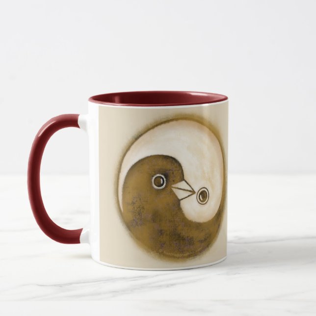 Ton zwei redete Tasse YinYang Friedenstauben an (Links)