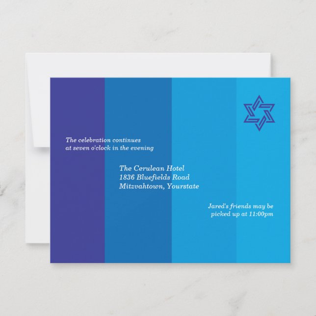 Tonal blaue Bar Mitzvah Empfangs-Einladung Einladung (Vorderseite)