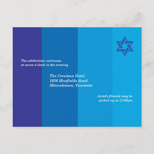 Tonal blaue Bar Mitzvah Empfangs-Einladung Einladung