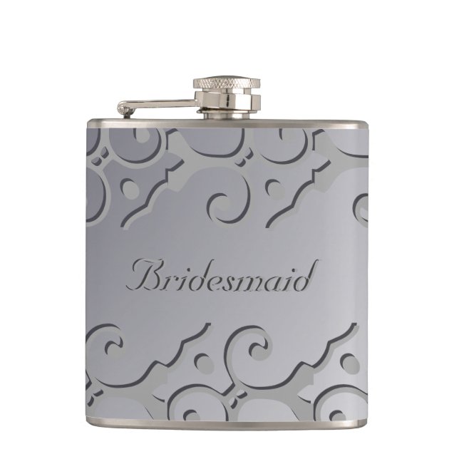 Tonal Elegance Silver BRIDESMAID Flask Flachmann (Vorderseite)