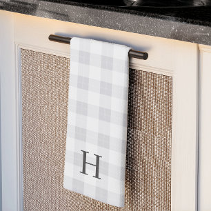 Tonal Farmhouse Kariert Monogram Geschirrtuch