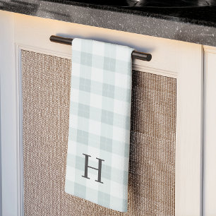 Tonal Farmhouse Kariert Monogram Küchentuch