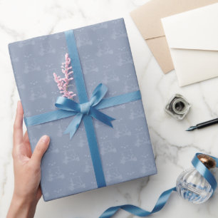 Tonal-Golfkarren & Schläger auf hellgrauem Blau Geschenkpapier