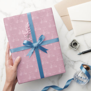 Tonal Golfkarren & Schläger auf Rosa Geschenkpapier