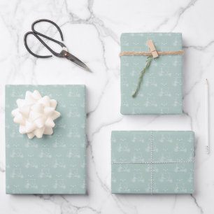 Tonal-Golfwagen & Schläger auf pastellgrauem Türki Geschenkpapier Set