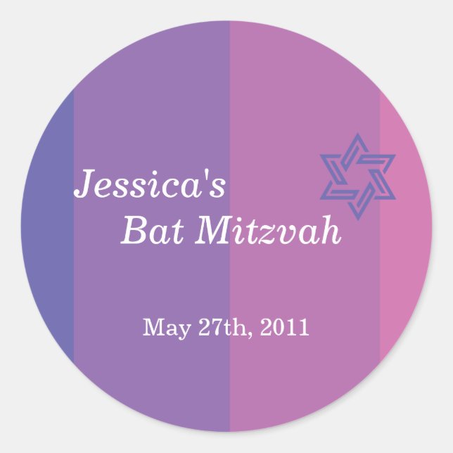 Tonal Lila Bat Mitzvah Aufkleber (Vorderseite)