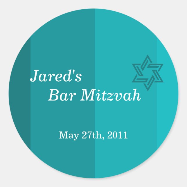 Tonal Seagreen Bar Mitzvah Aufkleber (Vorderseite)