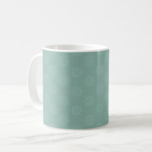 Tonales Schiffssteuer auf Hellgrau Türkis Kaffeetasse
