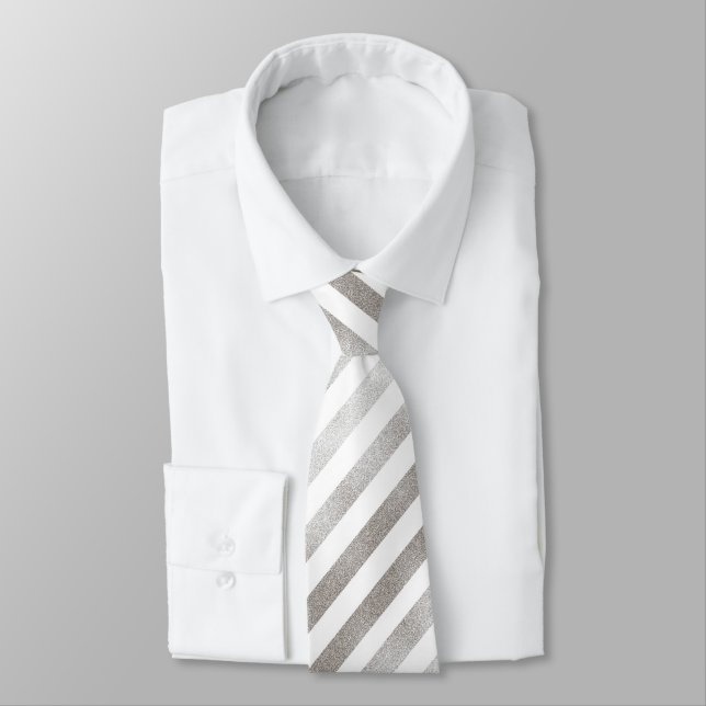 Tonalité argentée et Cravate Motif rayé blanc (Attaché)