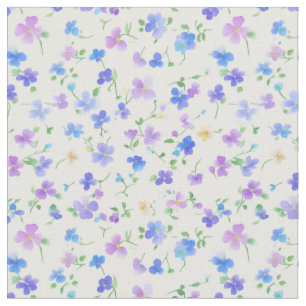 Töne blaue und violette Blumen auf Weiß Stoff