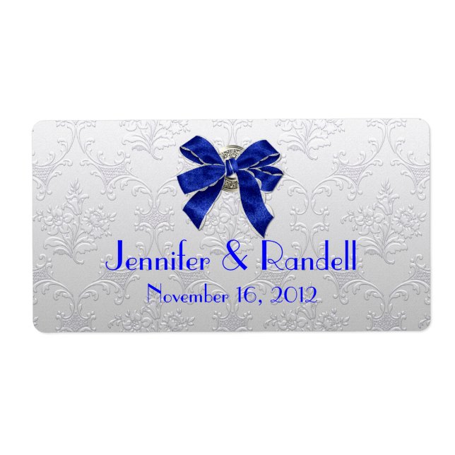 Tone d'argent sur mesure Damask Mini Étiquette bou (Devant)