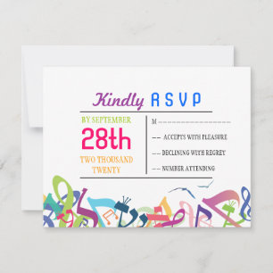 TÖNE der TORAH Schläger-Bar Mitzvah Antwort-Karte RSVP Karte
