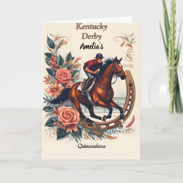Tone Horse Cowboy Derby Party Western Quinceanera Dankeskarte (Vorderseite)