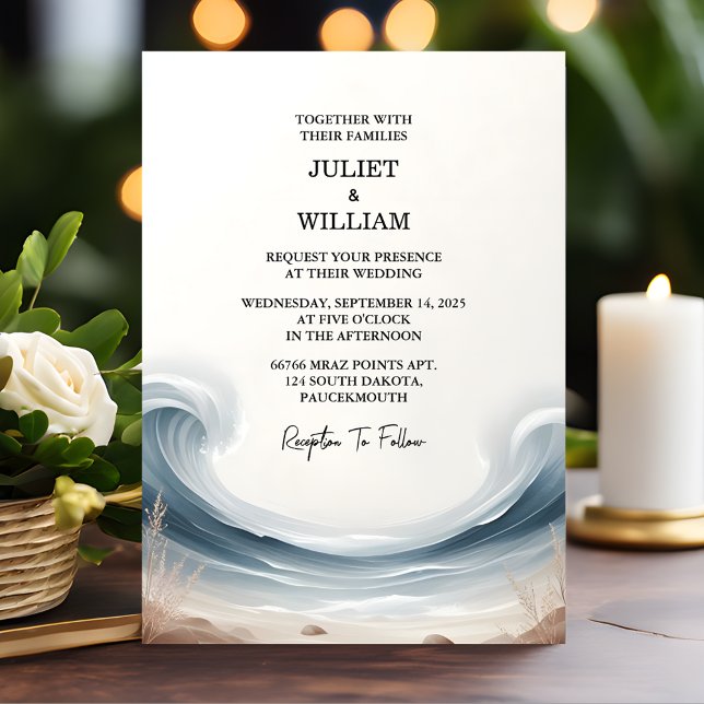 Tone Spring Summer Ocean Beach Hochzeit in Urlaubs Einladung (Von Creator hochgeladen)