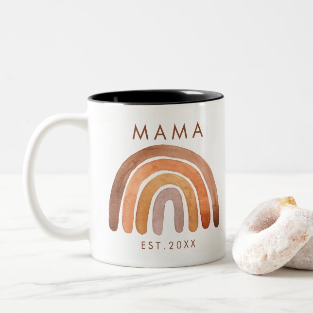 Tone Terme Boho Arc-en-ciel maman café Mug (Avec donut)