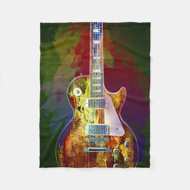 Töne von Musik. Bunte Gitarre Fleecedecke (Vorderseite)