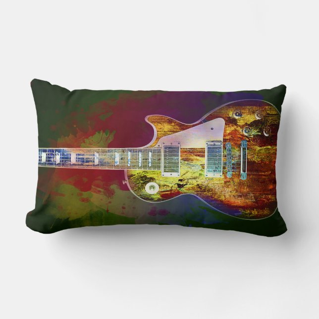 Töne von Musik. Bunte Gitarre Lendenkissen (Vorderseite)