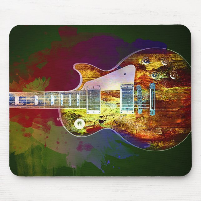 Töne von Musik. Bunte Gitarre Mousepad (Vorne)