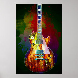 Töne von Musik. Bunte Gitarre Poster