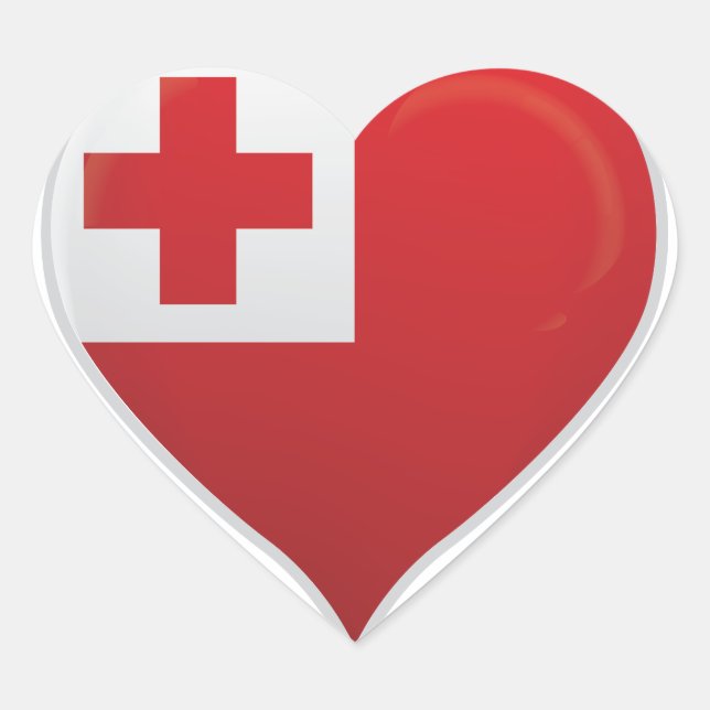 Tonga amour drapeau orgueil autocollant coeur (Devant)