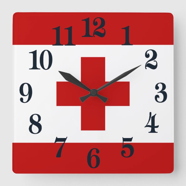 Tonga Island Flag Rotes Kreuz Quadratische Wanduhr (Vorderseite)