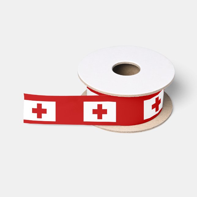 Tonga Island Flag Rotes Kreuz Satinband (Spule)
