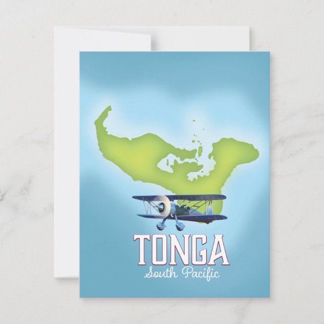 Tonga-Karte Flugreiseplakat (Vorderseite)
