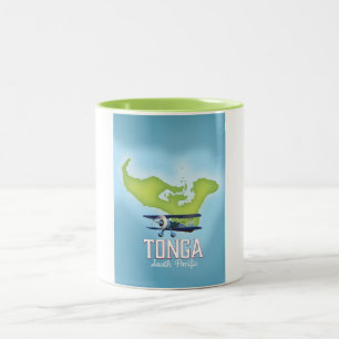 Tonga-Karte Flugreiseplakat Zweifarbige Tasse
