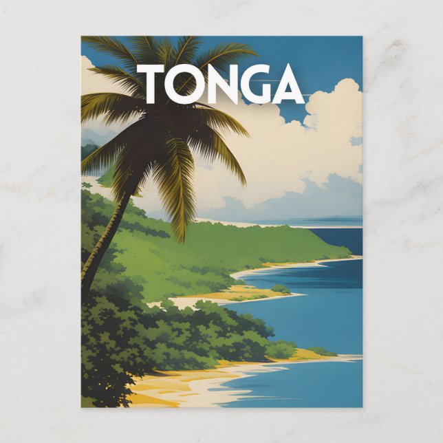 Tonga Retro Travel Poster Postkarte (Vorderseite)