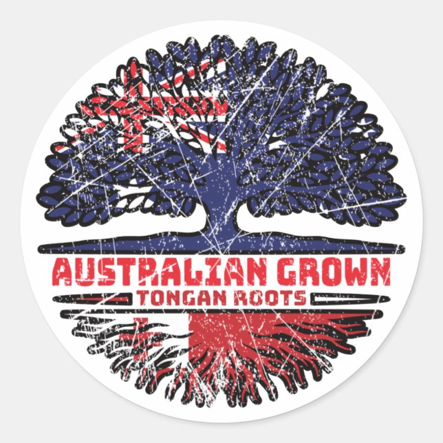 Tonga Tongan Australian Australia Tree Roots Flag Runder Aufkleber (Vorderseite)