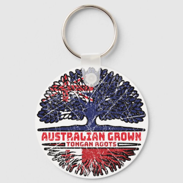 Tonga Tongan Australian Australia Tree Roots Flag Schlüsselanhänger (Vorderseite)