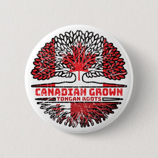 Tonga Tongan Canadian Canada Tree Roots Flag Button (Vorderseite)