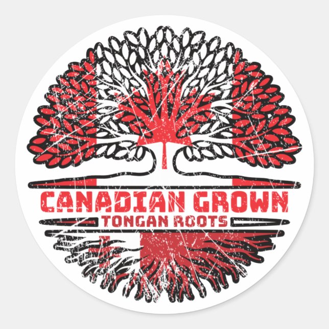 Tonga Tongan Canadian Canada Tree Roots Flag Runder Aufkleber (Vorderseite)