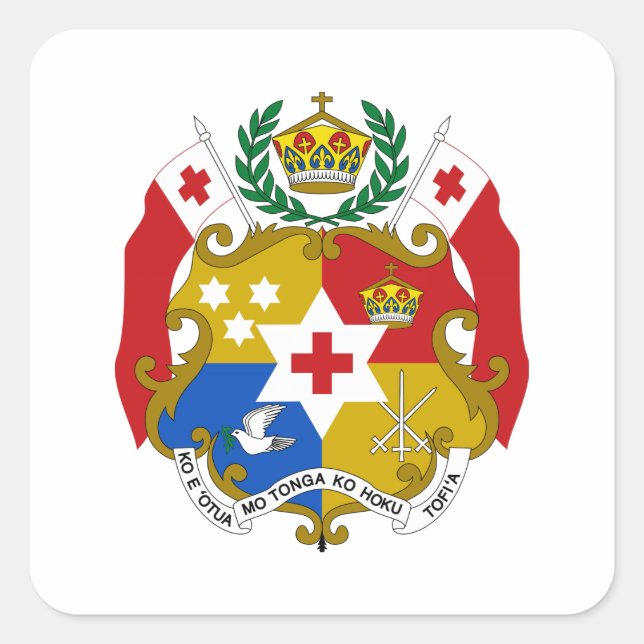 Tonga-Wappen Quadratischer Aufkleber (Vorderseite)