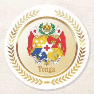 Tonga-Wappen Runder Pappuntersetzer
