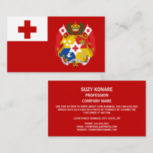 Tongan Flag & Siegel, Flagge von Tonga Visitenkarte