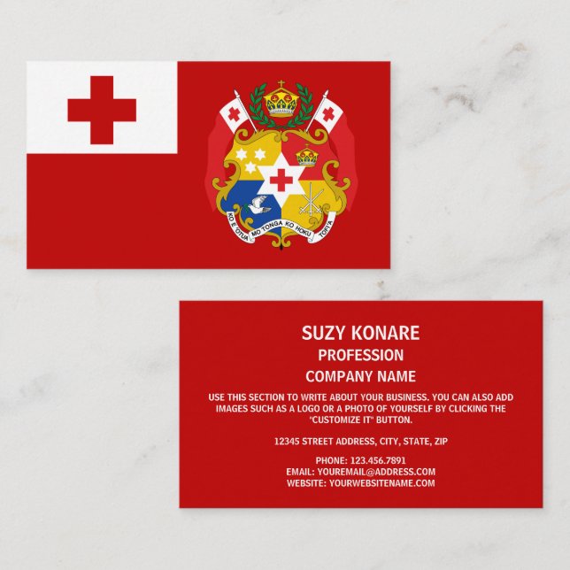 Tongan Flag & Siegel, Flagge von Tonga Visitenkarte (Vorne/Hinten)