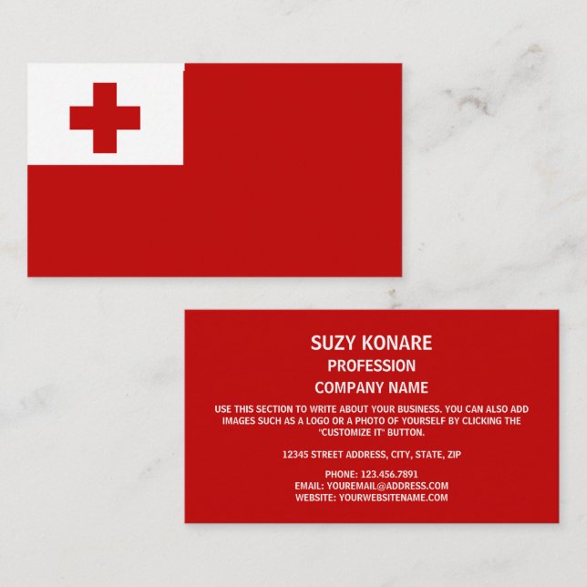 Tongan-Flagge, Flagge von Tonga Visitenkarte (Vorne/Hinten)
