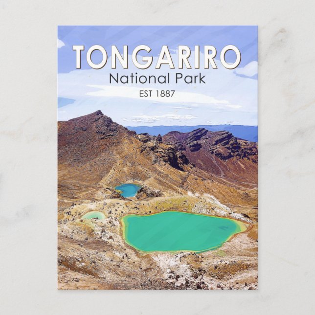 Tongariro Nationalpark Neuseeland Vintag Postkarte (Vorderseite)