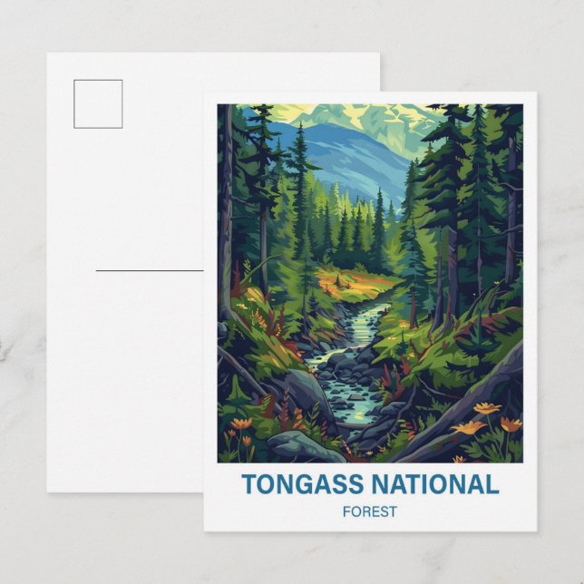 Tongass National Forest Illustration Travel Postkarte (Vorne/Hinten)