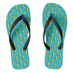 Tongs 1980/1990 Neon Blue Yellow Lightning Motif