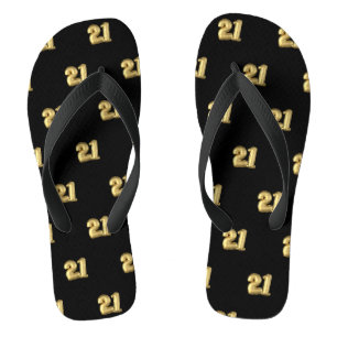 Tongs 21 ballons d'anniversaire de Mylar d'or en noir