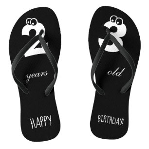 Tongs 23 ans HEUREUX ANNIVERSAIRE Imprimer mignon noir