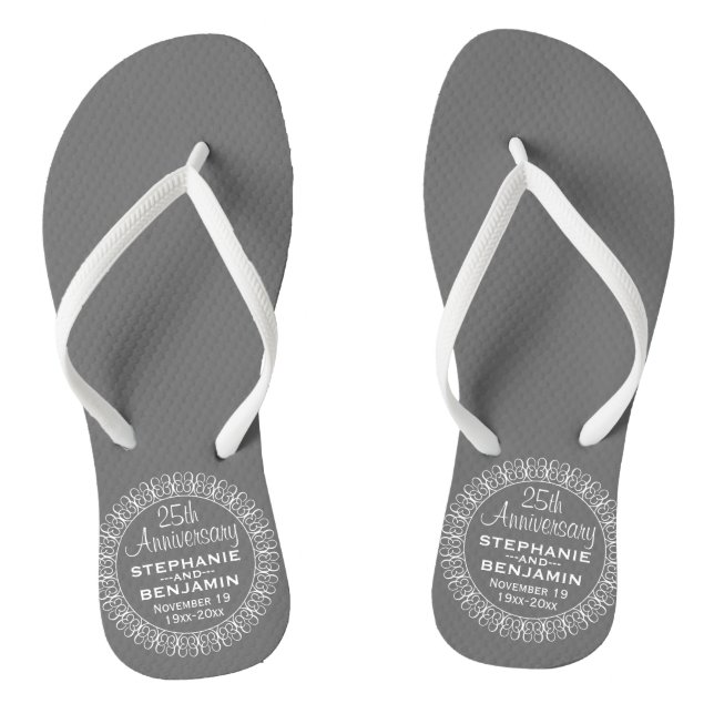 Tongs 25e anniversaire du Mariage Personnalisé (Semelle)