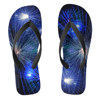 Tongs 4 juillet feux d'artifice en Blue Hue Happy 4ème