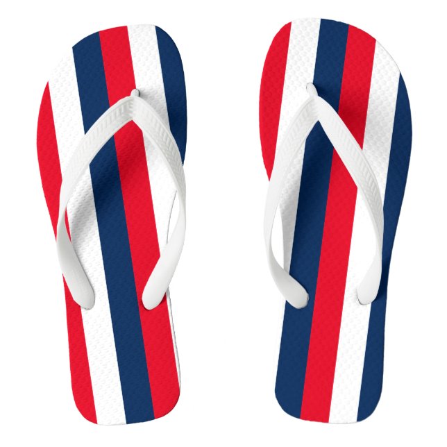 Tongs 4 juillet rouge blanc rayures bleu moderne (Semelle)